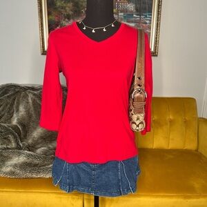 St. John's Bay Red V-Neck Long Sleeve Top